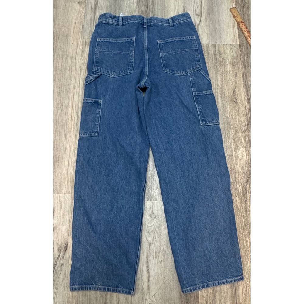 Zara Carpenter Jeans Women's Blue Denim Utility Pocket Relaxed Fit Size 30 - Picture 2 of 9